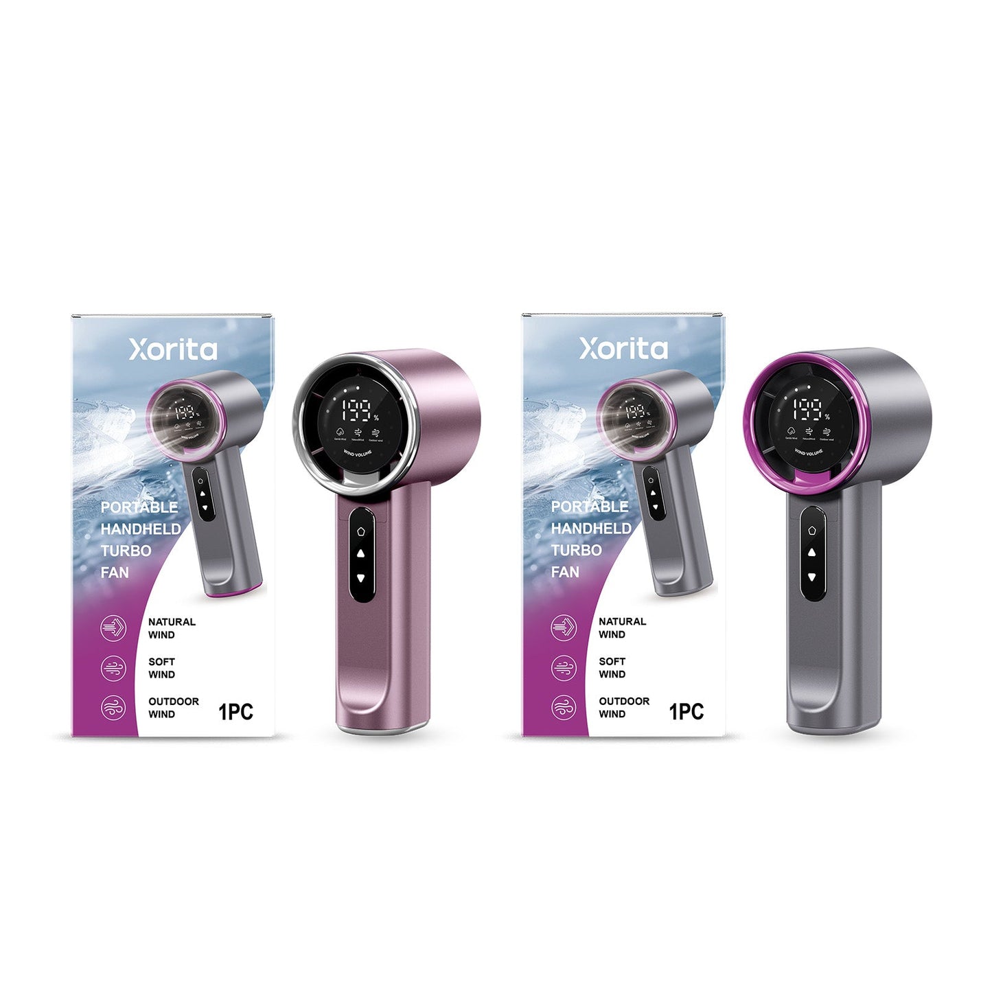 High-speed Handheld Fan Gray-purple