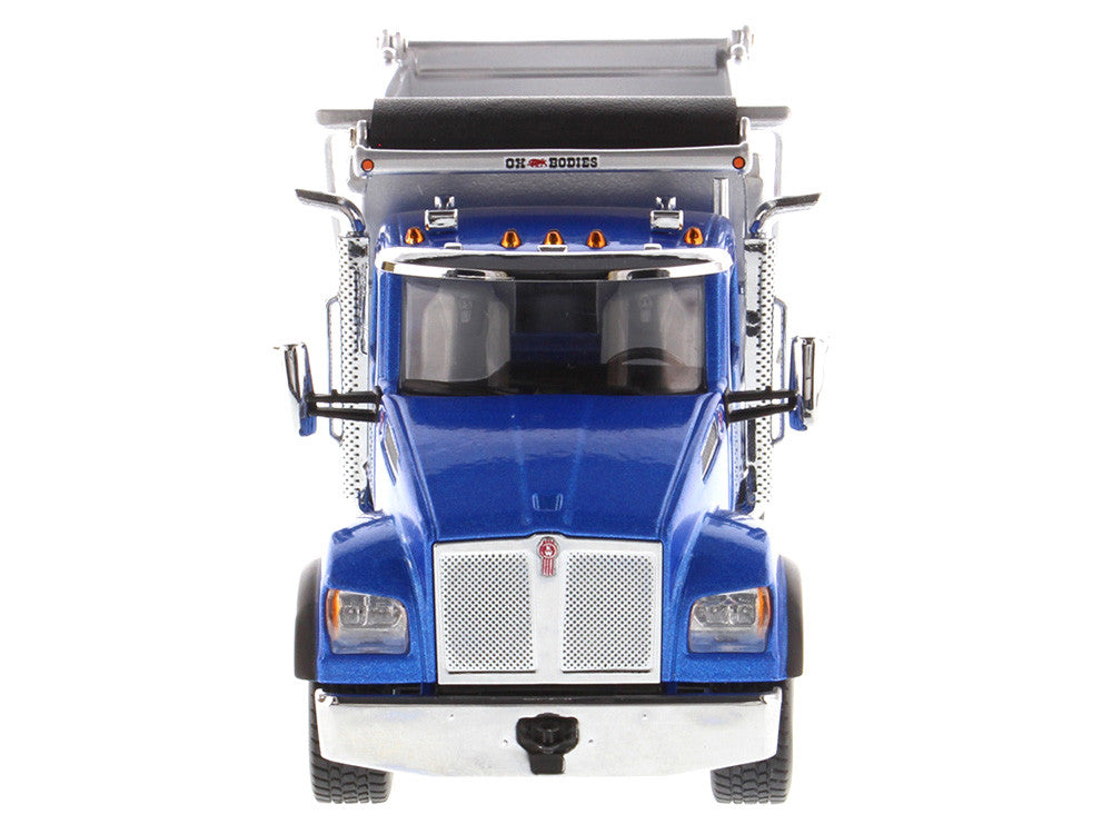 Kenworth T880S SFFA Tandem Axle with Pusher Axle OX Stampede Dump Truck Blue and Chrome "Transport Series" 1/50 Diecast Model by Diecast Masters
