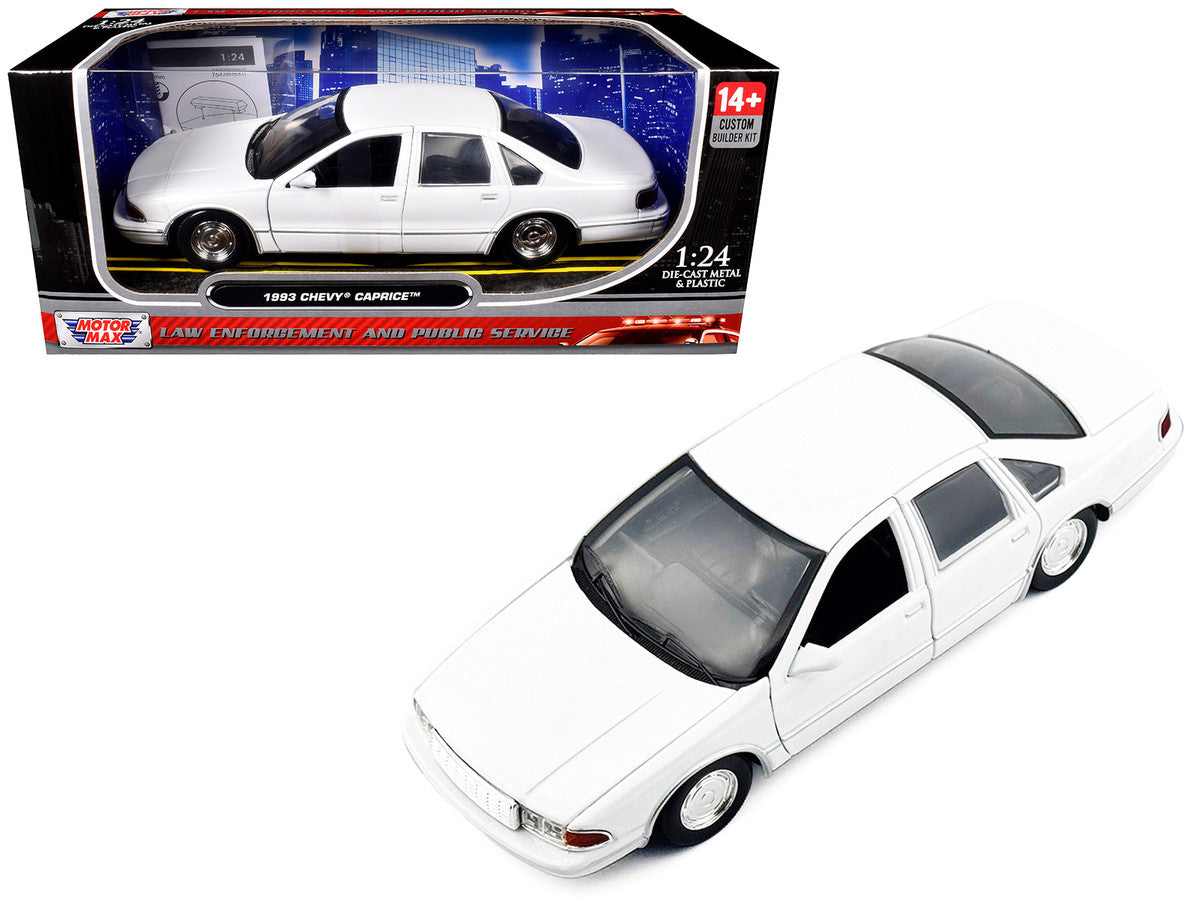 1993 Chevrolet Caprice Police Car Unmarked White "Custom Builder's Kit" Series 1/24 Diecast Model Car by Motormax