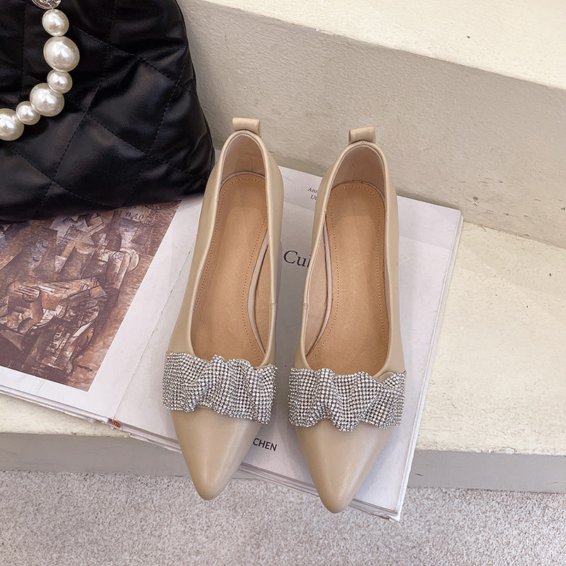 Top Layer Cowhide Pointed Toe Fashion Single Shoes Women
