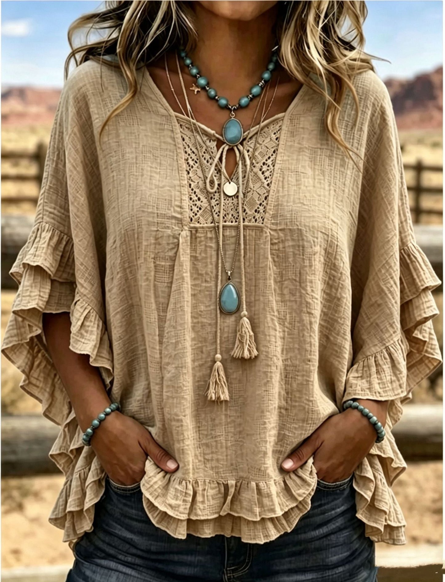 Seasonal European And American Cross-border V-neck Top