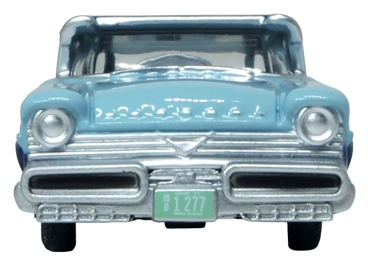 1957 Mercury Montclair Nantucket Blue Metallic and Pacific Blue Two-Tone 1/87 (HO) Scale Diecast Model Car by Oxford Diecast