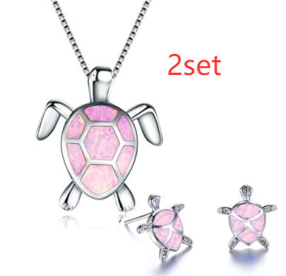 Fashion Turtle Simple Necklace Stud Earrings Set