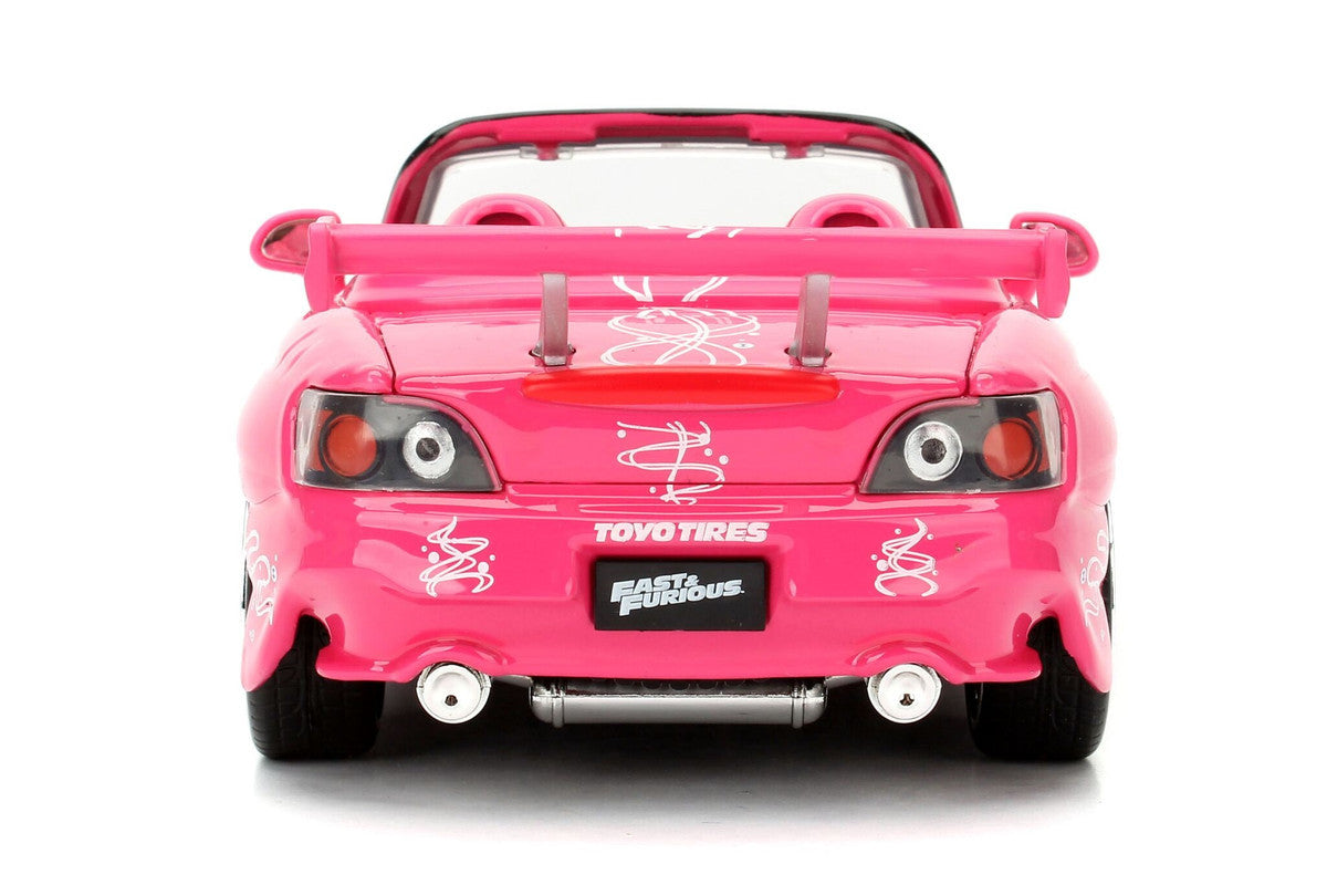 Suki's 2001 Honda S2000 Convertible Pink with Graphics "25 Years of Fast & Furious" "2 Fast 2 Furious" (2003) Movie 1/24 Diecast Model Car by Jada