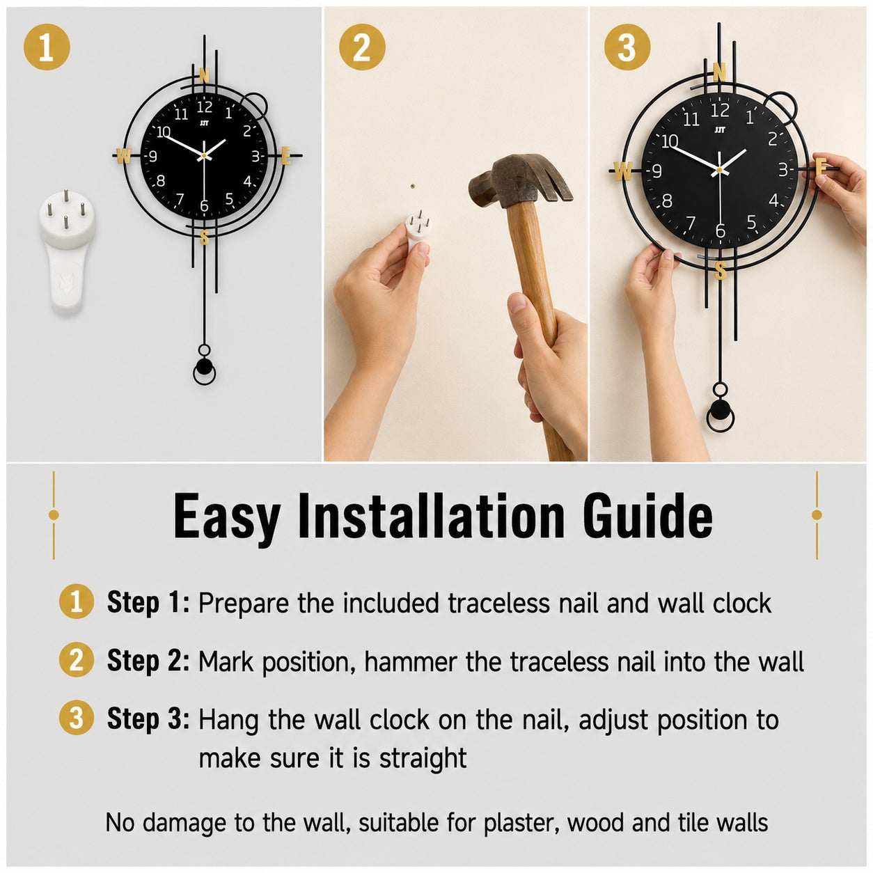 Modern Iron Wall Clock Metal Decorative Home Decor