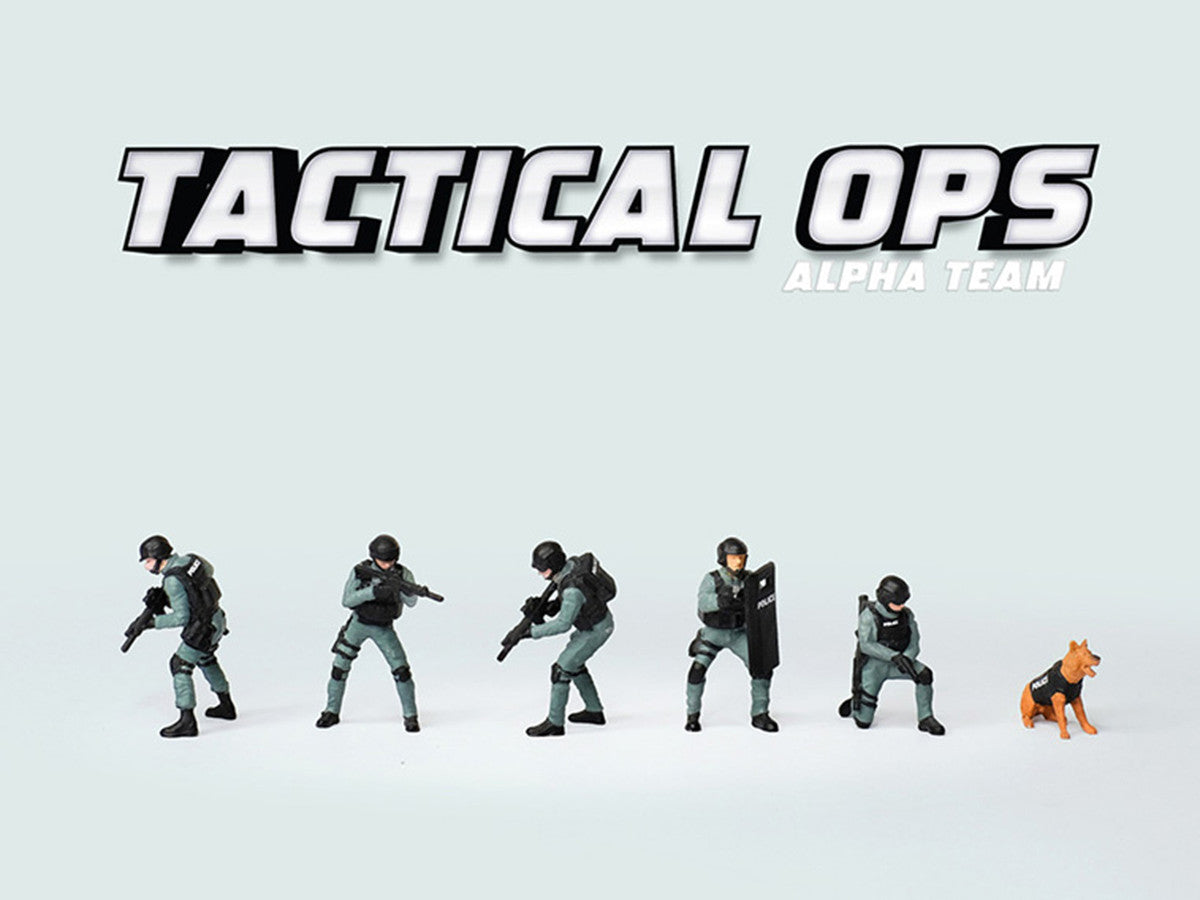 "Tactical Ops Alpha Team" 6 piece Diecast Figure Set (6 Figures) Limited Edition for 1/64 Scale Models by American Diorama