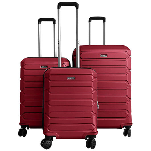 3-Piece Hardside Luggage Set Lightweight Hardside Suitcases with 8-Spinner Wheels-Blue