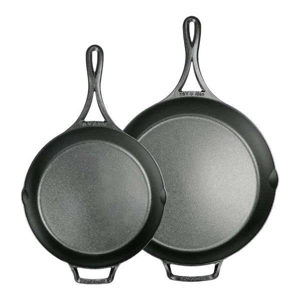 Black 2 Piece Lightweight Cast Iron Skillet Set - Made in USA