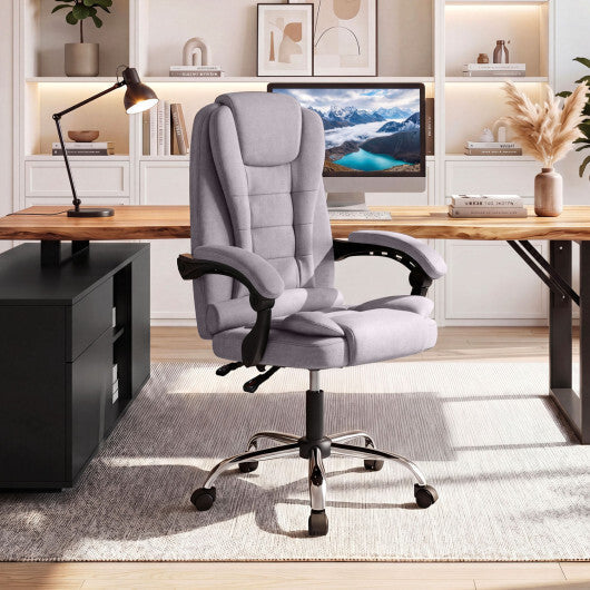 Big High Back Executive Chair with Linkage Armrests and Leather Padded Seat for Office-Black