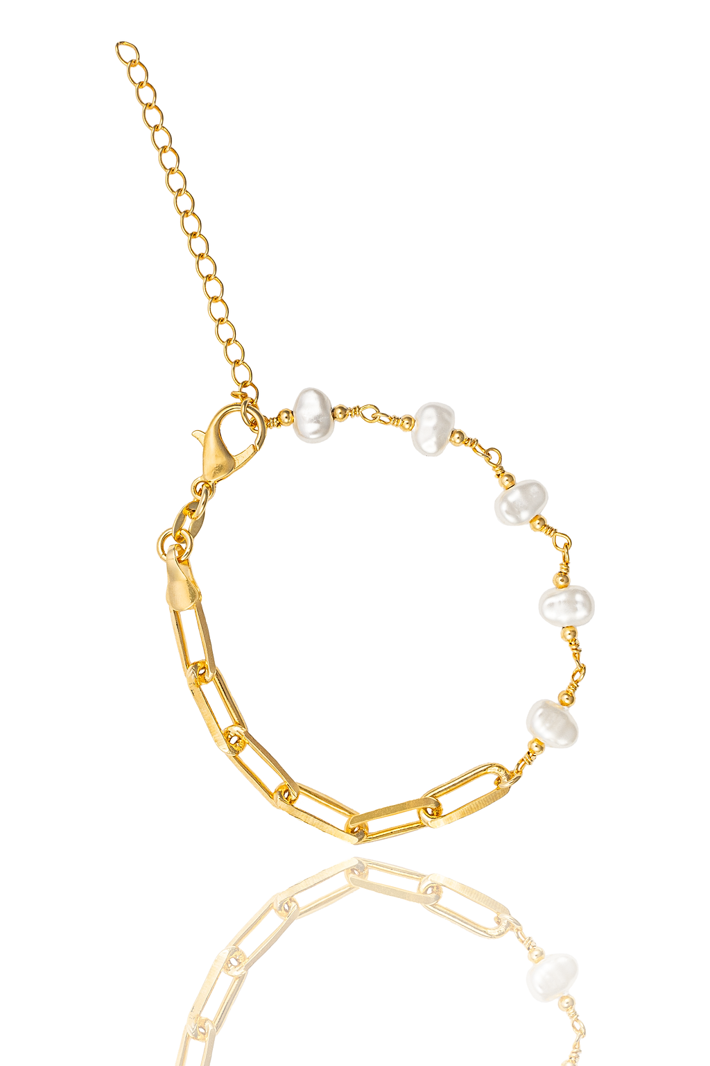 Pearl Paperclip Chain Necklace (H152)(I506)