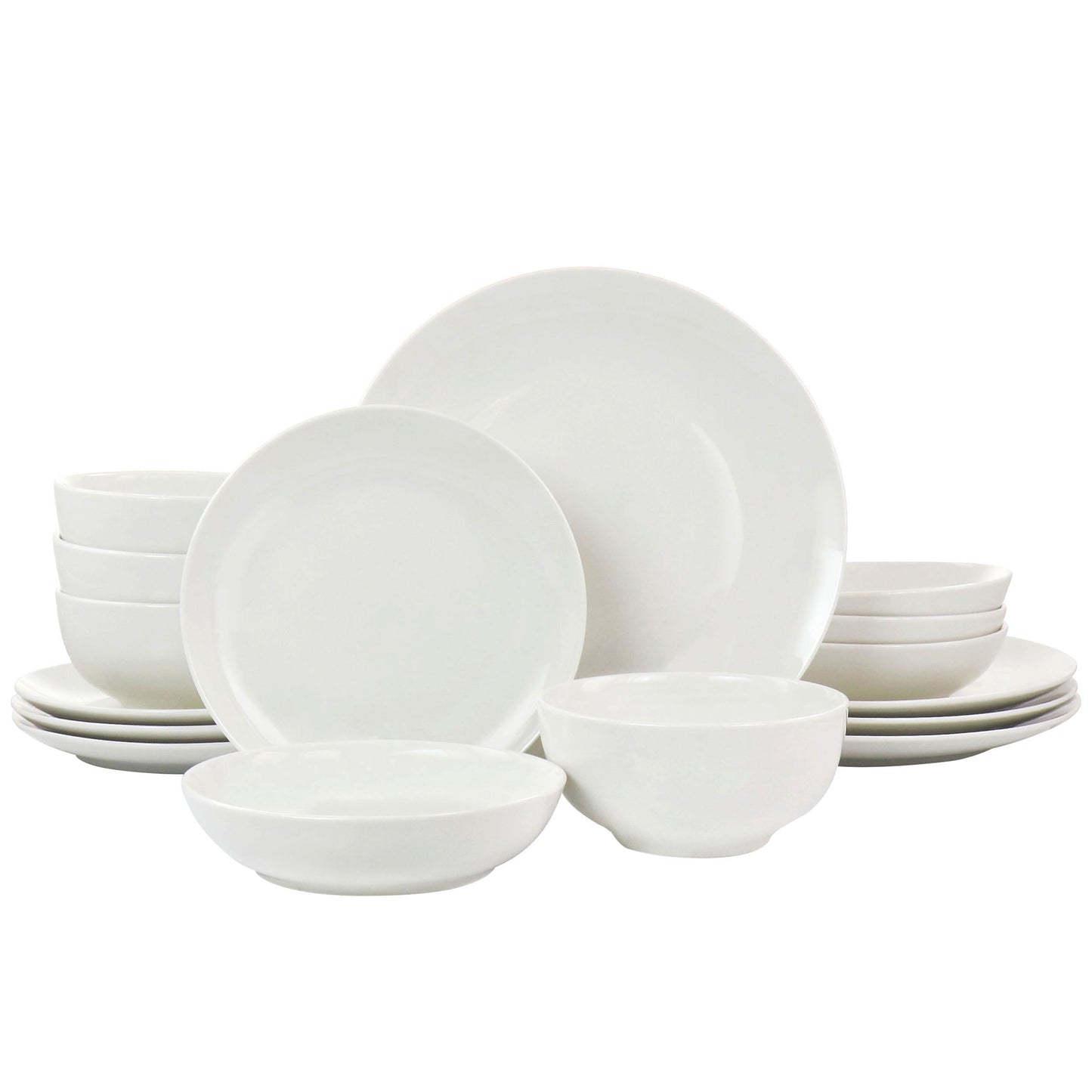 Elama Camellia 16 Piece Porcelain Double Bowl Dinnerware Set