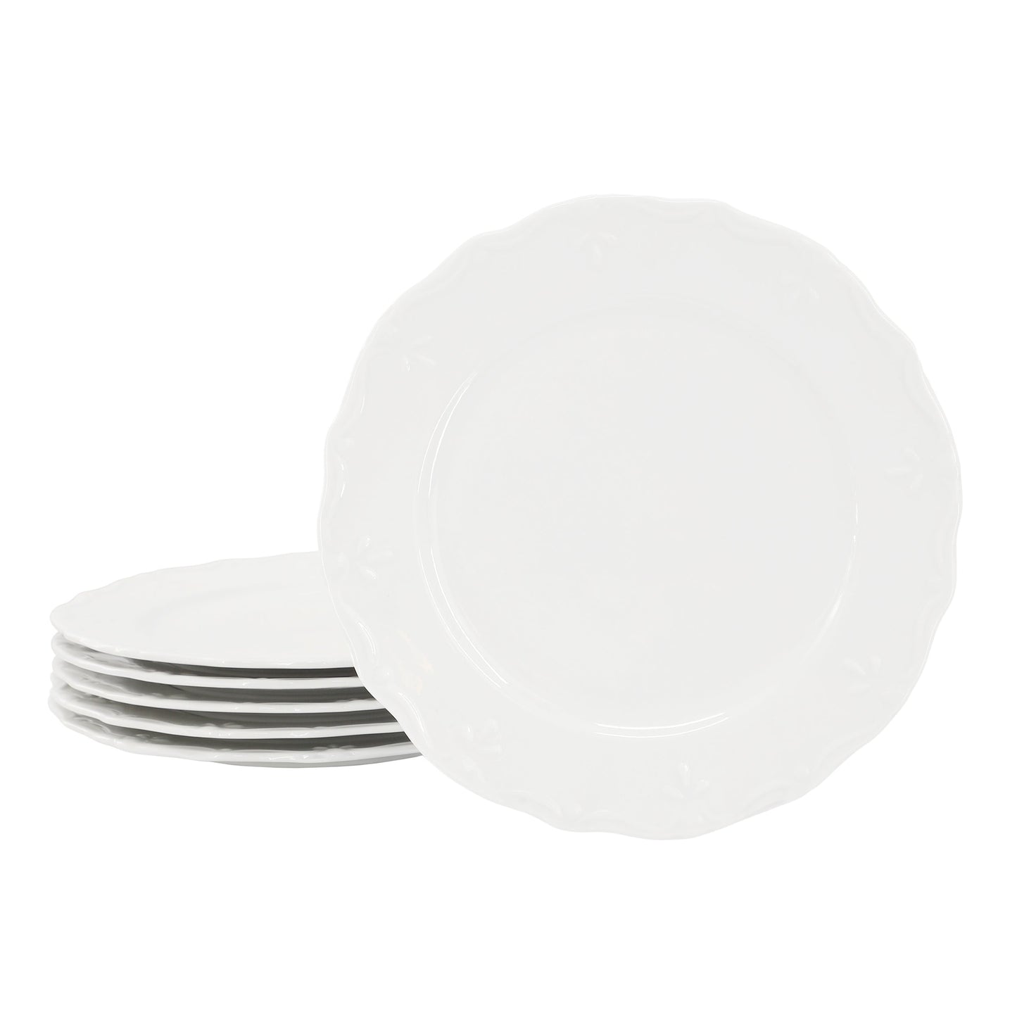 Elama Henryi 6 Piece 8.75 Inch Porcelain Salad Plate Set in White
