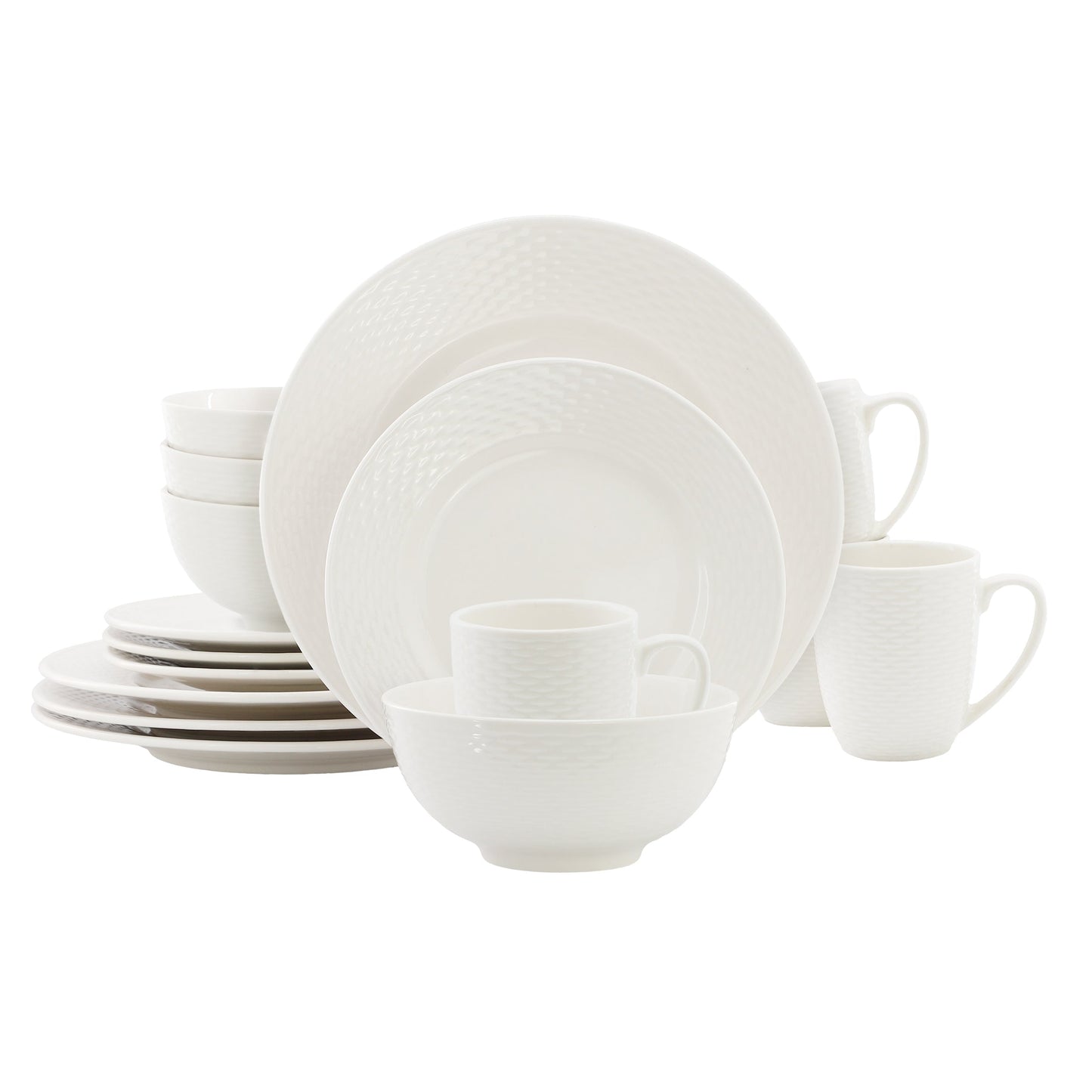 Elama Ophelia 16 Piece Stoneware Dinnerware Set in White