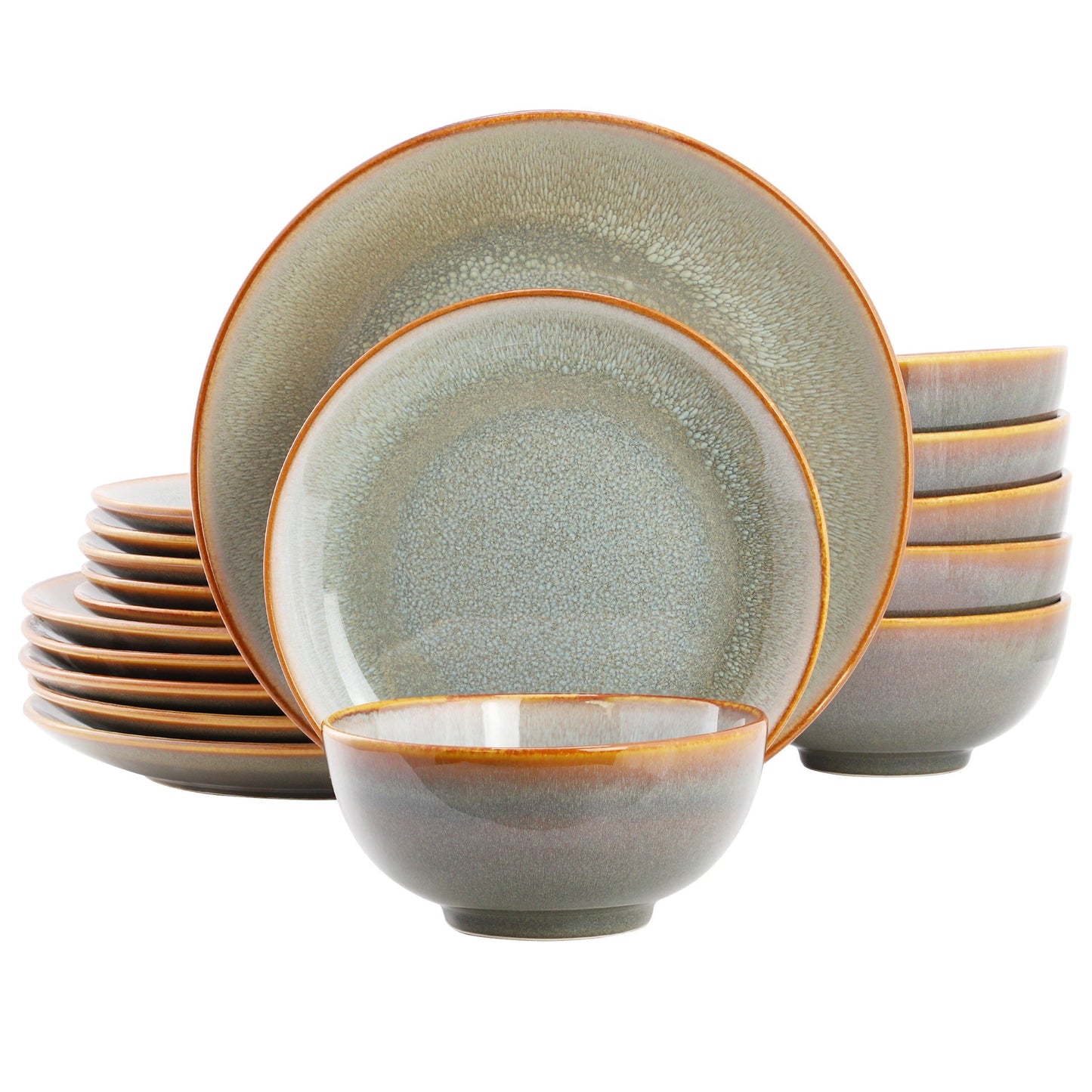 Elama Wilma 18 Piece Round Stoneware Dinnerware Set in Light Blue