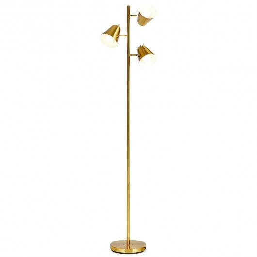 64 Inch 3-Light LED Floor Lamp Reading Light for Living Room Bedroom-Golden - Color: Golden