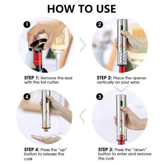 6-in-1 Electric Wine Bottle Opener Set with Foil Cutter for Kitchen