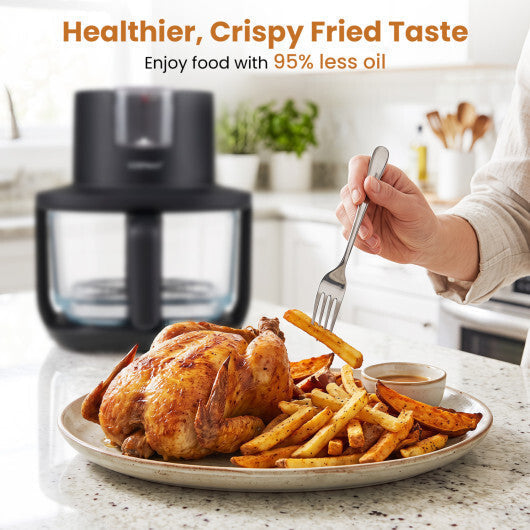 4.7 QT Glass Air Fryer with Steam Frying Mode-Black