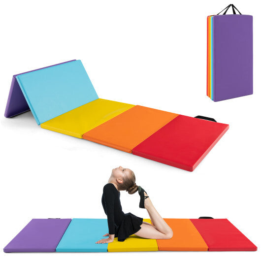 5-Panel Folding Gymnastics Mat for Kids-Green