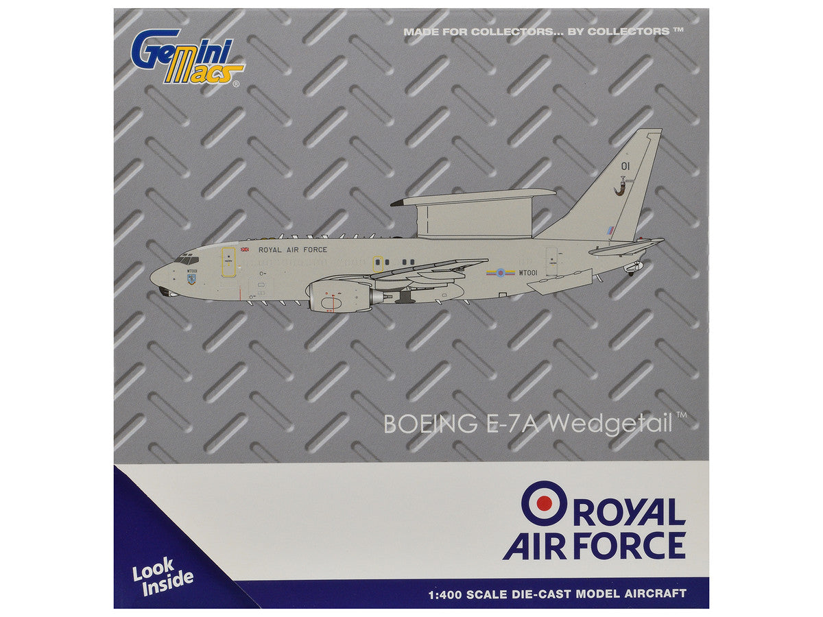 Boeing E-7A Wedgetail Aircraft "Royal Air Force" (WT001) Gray "Gemini Macs" Series 1/400 Diecast Model by GeminiJets