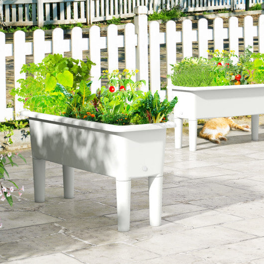 2 Pieces Raised Garden Beds Self-Watering Planter Box with Detachable Legs and Drainage Hole-Coffee