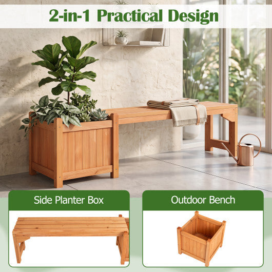 2-in-1 Outdoor Bench with Raised Garden Bed with Spacious Seat and Detachable Bottom Plates-1 Piece