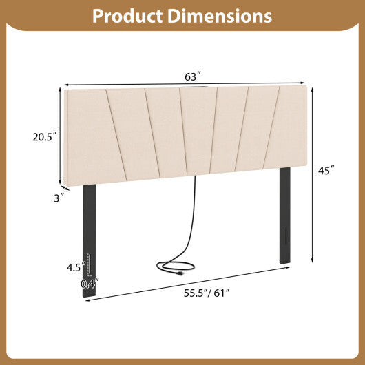 Headboard for Queen and Full Size Bed Geometric Upholstered Head Board-Gray