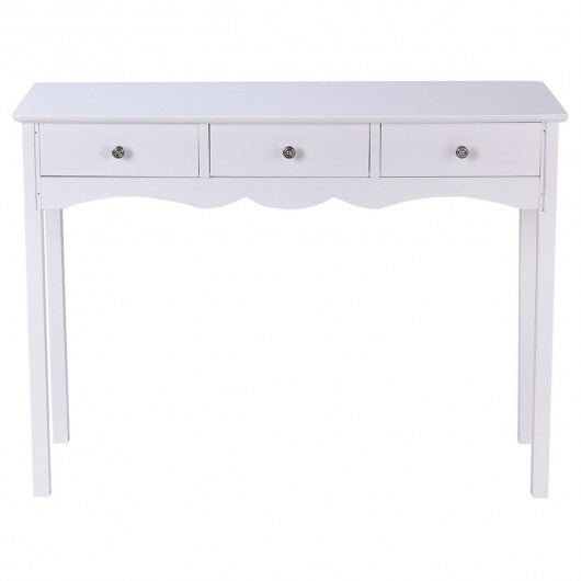 Side Sofa Table with Storage 3-Drawers-white