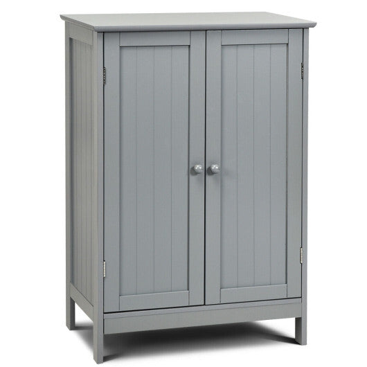 Bathroom Floor Storage Double Door Cupboard Cabinet-White