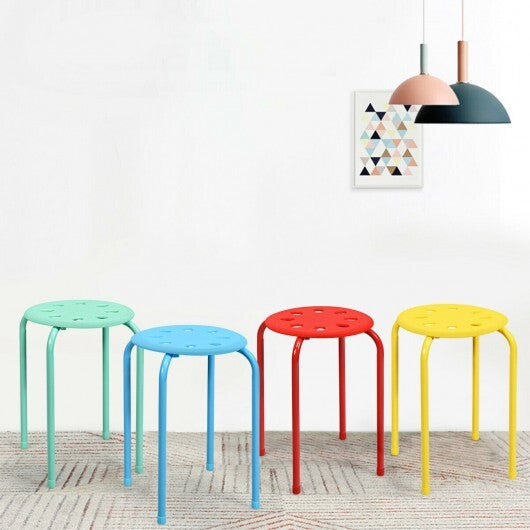 Set of 6 Portable Plastic Stack Stools-Black