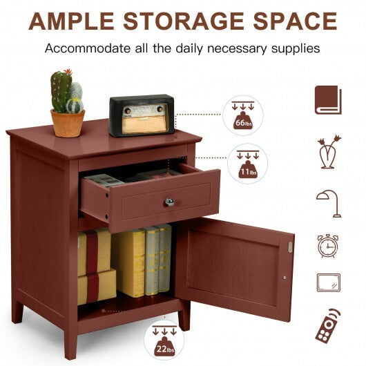 2-Tier Accent Table with Spacious Tabletop-Cherry - Color: Walnut