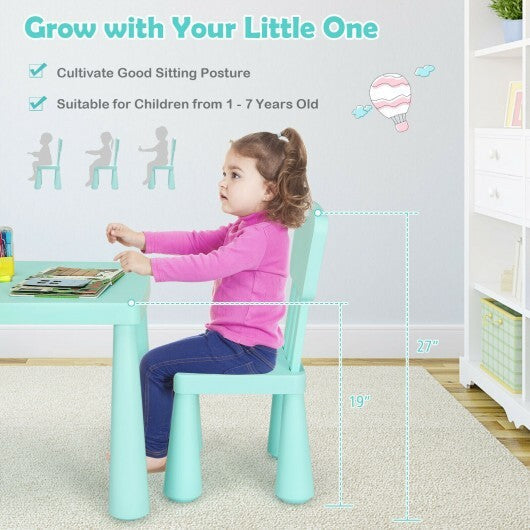 3 Pieces Toddler Multi Activity Play Dining Study Kids Table and Chair Set-Green - Color: Green