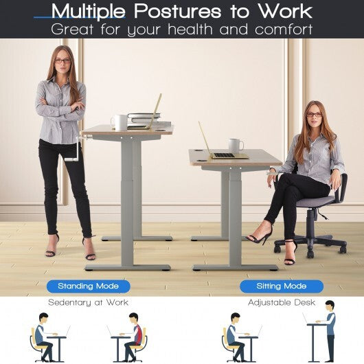 Hand Crank Sit to Stand Desk Frame Height Adjustable Standing Base-Gray - Color: Gray