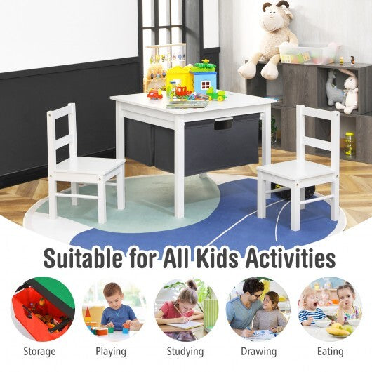 2-in-1 Kids Activity Table and 2 Chairs Set with Storage Building Block Table-Espresso