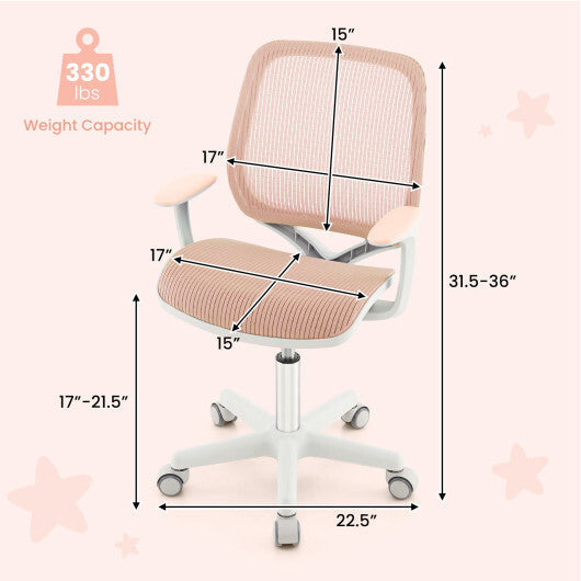 Swivel Mesh Children Computer Chair with Adjustable Height-Blue