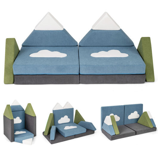 12 Pieces Snow Mountain Theme Toddler Foam Building Fort