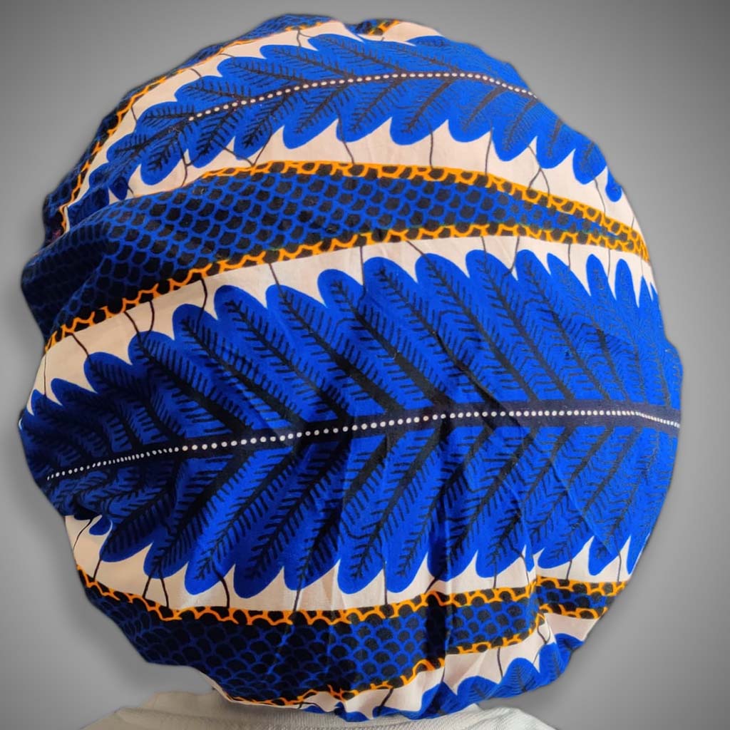 Kente Bonnet & Face Mask (Blue/Orange)