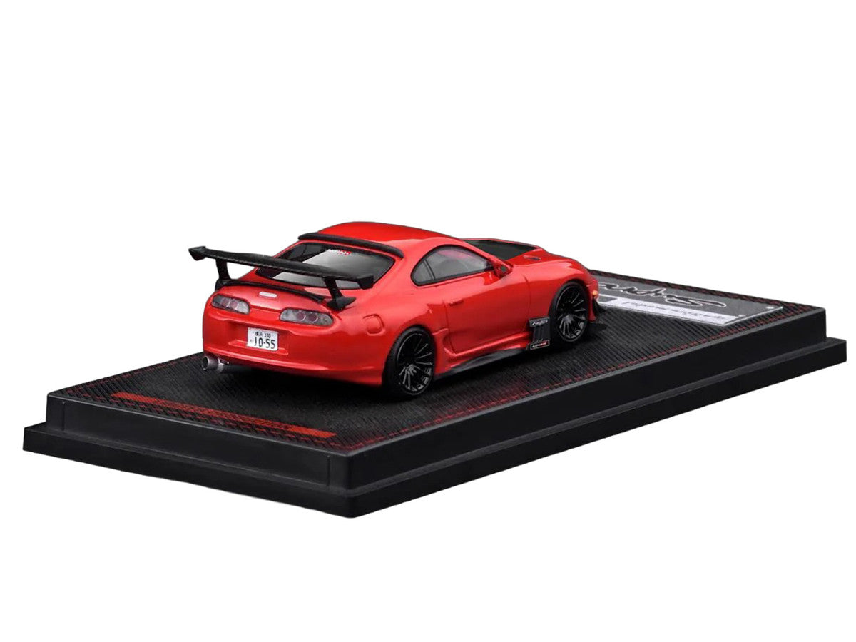 Toyota Supra (JZA80) RZ RHD (Right Hand Drive) Red with Carbon Hood 1/64 Diecast Model Car by Ignition Model