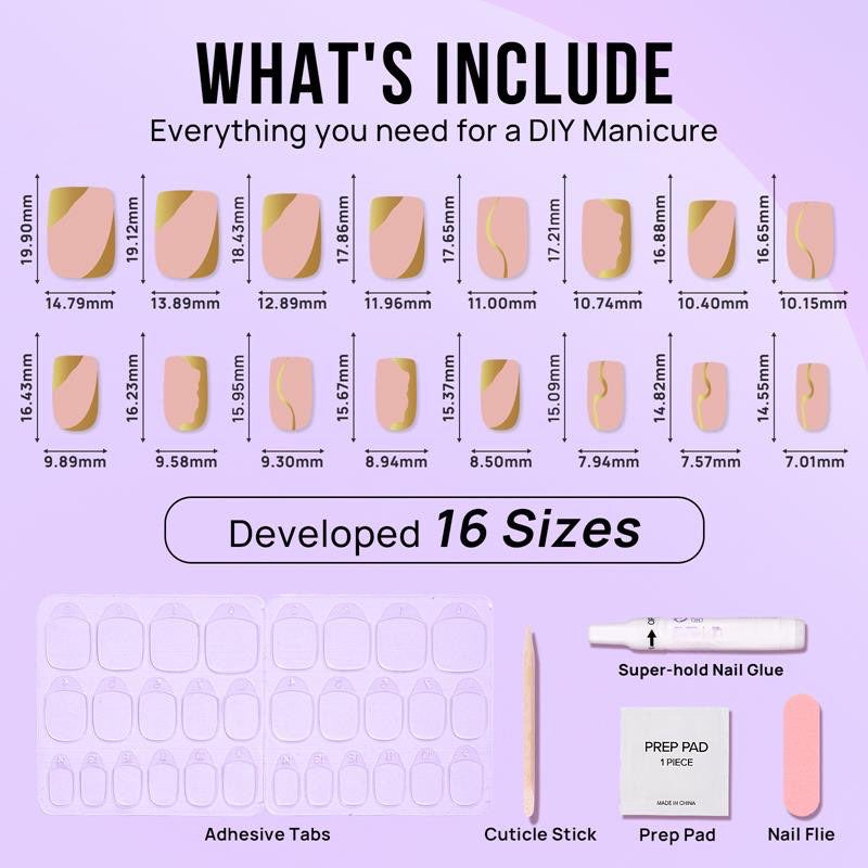 Golden Hour Square Nails - Press On Nails | Long Lasting & Reusable