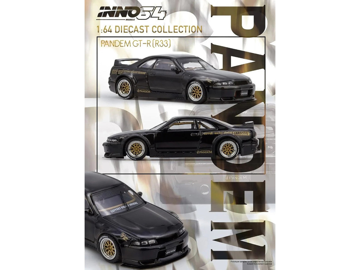 Nissan Skyline GT-R (BCNR33) RHD (Right Hand Drive) "Pandem - Rocket Bunny" Black 1/64 Diecast Model Car by Inno Models