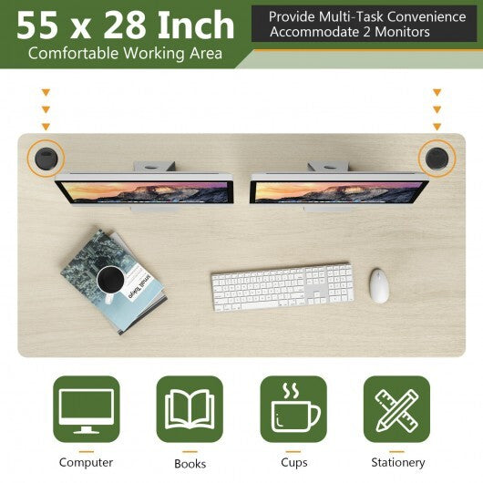 55" x 28" Universal Tabletop for Standard and Standing Desk Frame-Natural - Color: White