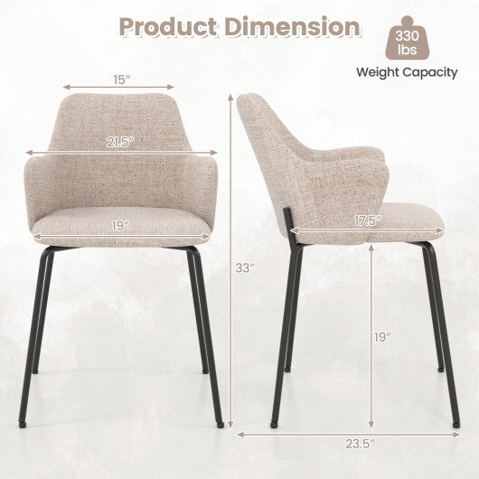 Dining Chairs Set of 2 with Curved Backrest Wide Seat and Armrests-Gray