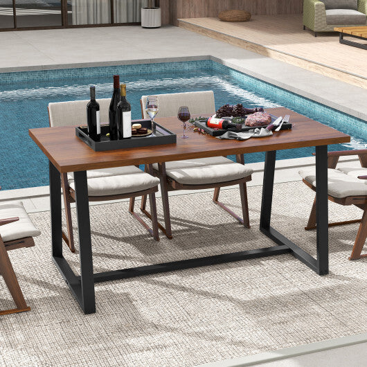 Large Dining Table with Heavy-duty Metal Frame and Anti-slip Foot Pads-Black