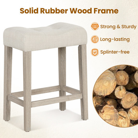Set of 2 Upholstered Counter Height Bar Stool with Curved Saddle-Seat-Light Gray
