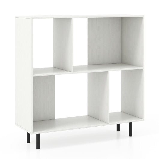 Open Shelf Bookcase with 4 Compartments-Black