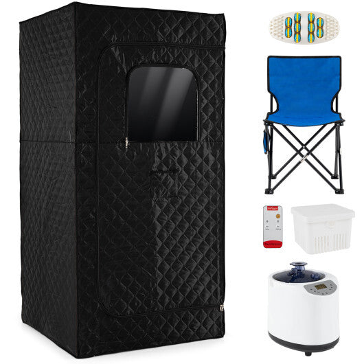 Portable Steam Sauna Box with 3L/1200W Fast-Heat Steamer and 15-Level Temperature-Blue