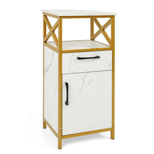 Bathroom Storage Cabinet with Drawer Single Door and Open Shelf-White