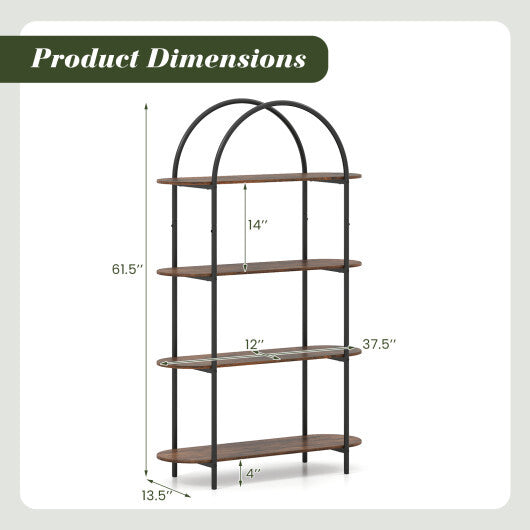 4-Tier Open Bookcase with Sturdy Metal Frame for Living Room-White & Golden