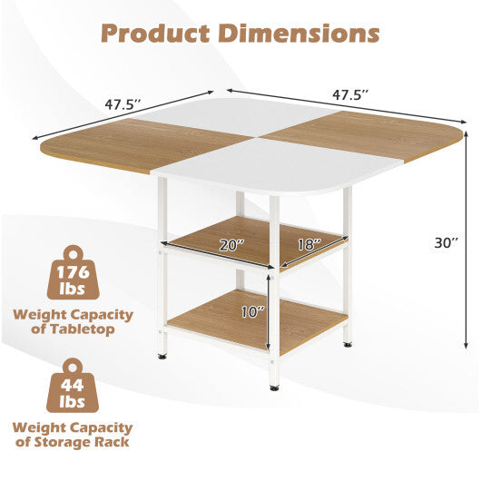 47.5 inch Modern Dining Table Square Kitchen Table with Mix-colored Tabletop-Rustic Brown