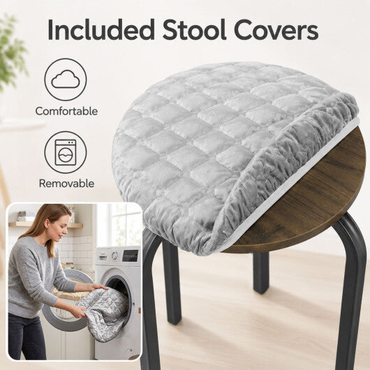 18 Inch Round Stackable Stools with Removable Washable Covers-Set of 6