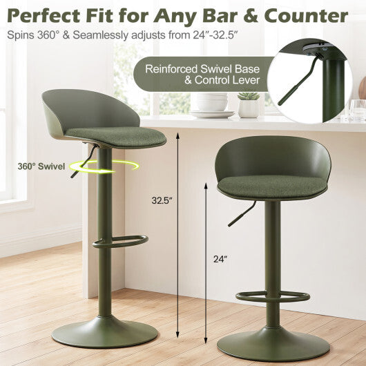 Set of 2 Adjustable Swivel Bar Stools w/ Back & Footrest 330 LBS for Dining-Cream